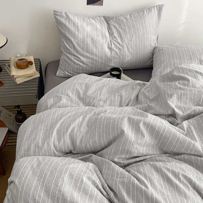 91家纺网 家纺一手货源 找家纺 优承佳生活馆 2026新款高克重无印风阳离子提花工艺三件套四件套单被套系列 （提供买家秀） 阳离子-清灰浅语