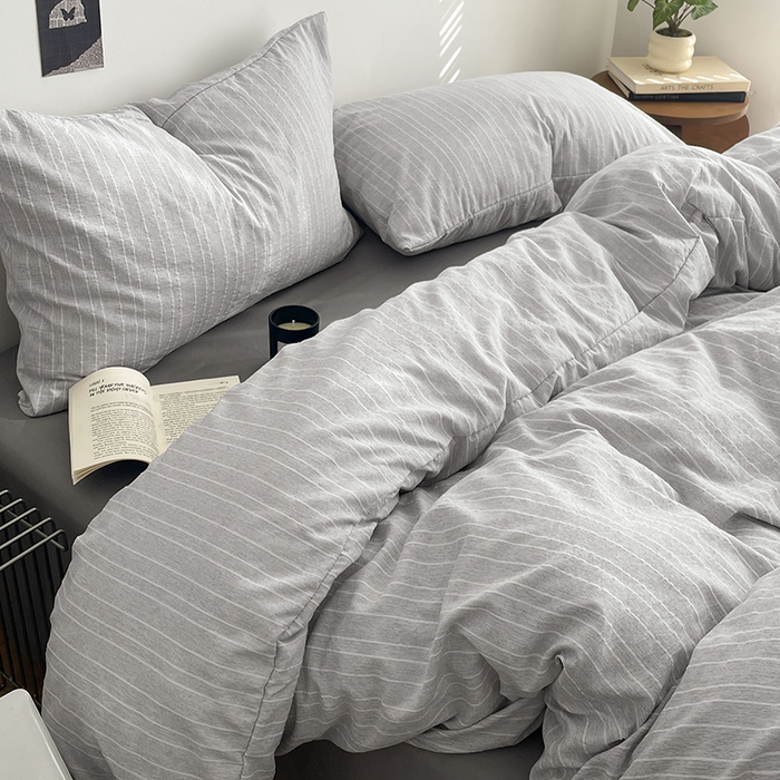 91家纺网 家纺一手货源 找家纺 优承佳生活馆 2026新款高克重无印风阳离子提花工艺三件套四件套单被套系列 （提供买家秀） 阳离子-清灰浅语