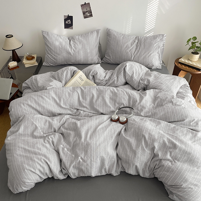 优承佳生活馆 2026新款高克重无印风阳离子提花工艺三件套四件套单被套系列 （提供买家秀） 阳离子-清灰浅语