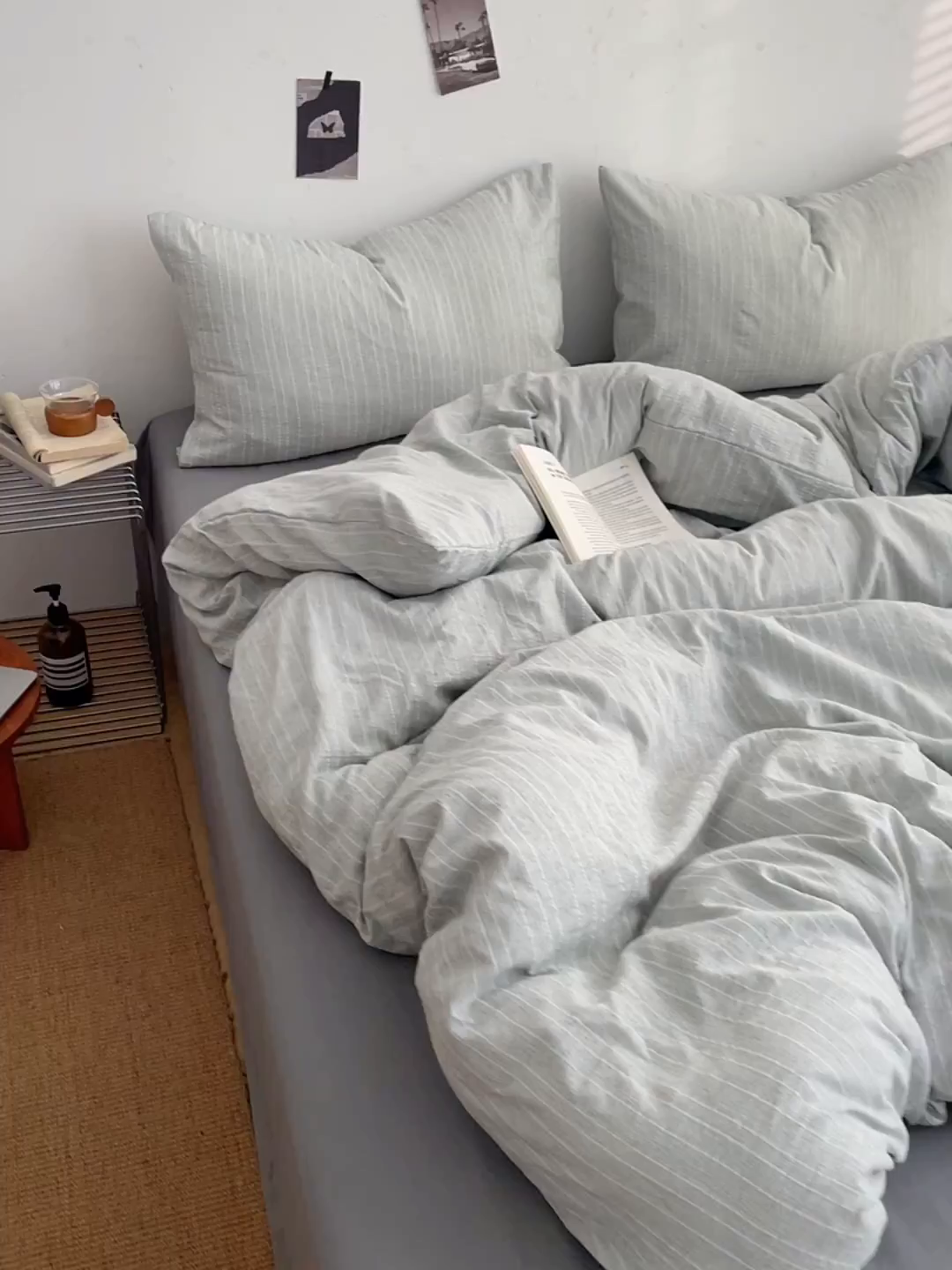 91家纺网 家纺一手货源 找家纺 优承佳生活馆 2026新款高克重无印风阳离子提花工艺三件套四件套单被套系列 （提供买家秀） 阳离子-清灰浅语