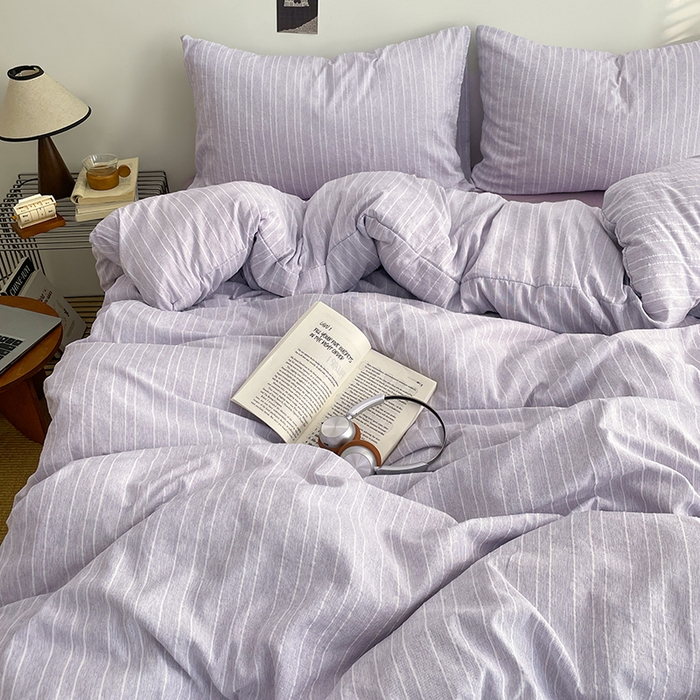 91家纺网 家纺一手货源 找家纺 优承佳生活馆 2026新款高克重无印风阳离子提花工艺三件套四件套单被套系列 （提供买家秀） 阳离子-香芋紫