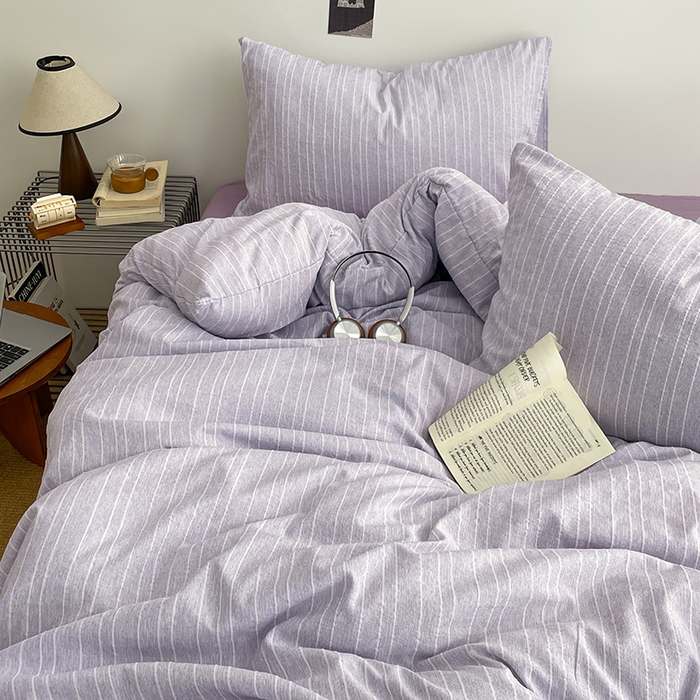 91家纺网 家纺一手货源 找家纺 优承佳生活馆 2026新款高克重无印风阳离子提花工艺三件套四件套单被套系列 （提供买家秀） 阳离子-香芋紫