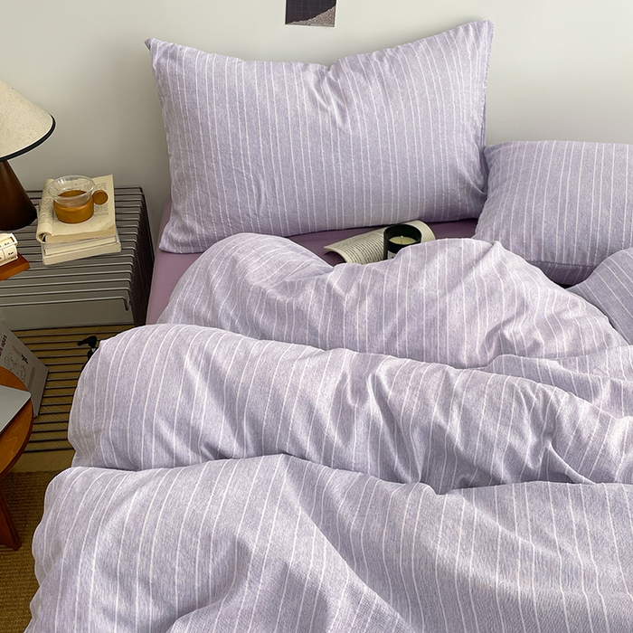 91家纺网 家纺一手货源 找家纺 优承佳生活馆 2026新款高克重无印风阳离子提花工艺三件套四件套单被套系列 （提供买家秀） 阳离子-香芋紫