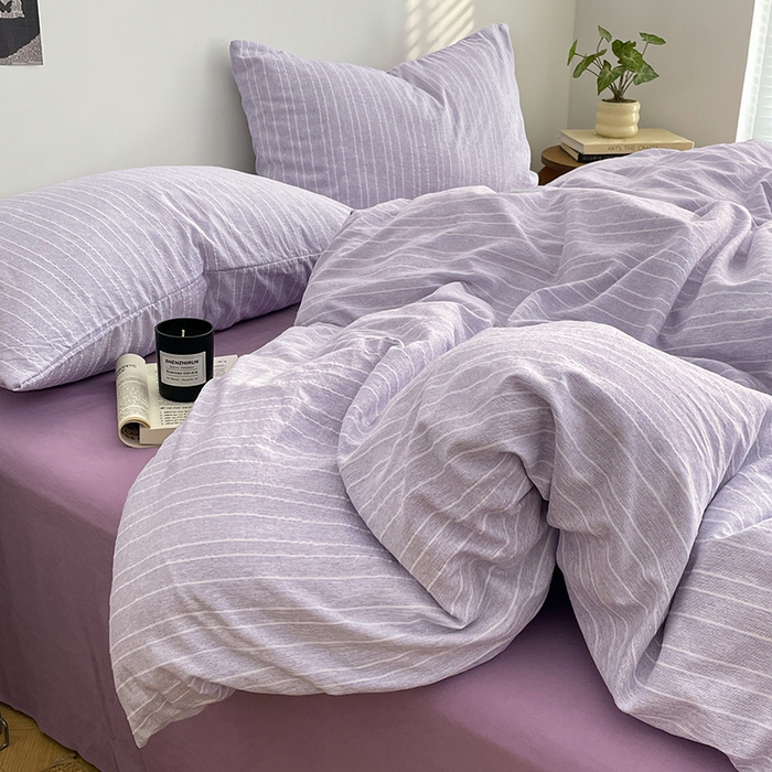 91家纺网 家纺一手货源 找家纺 优承佳生活馆 2026新款高克重无印风阳离子提花工艺三件套四件套单被套系列 （提供买家秀） 阳离子-香芋紫