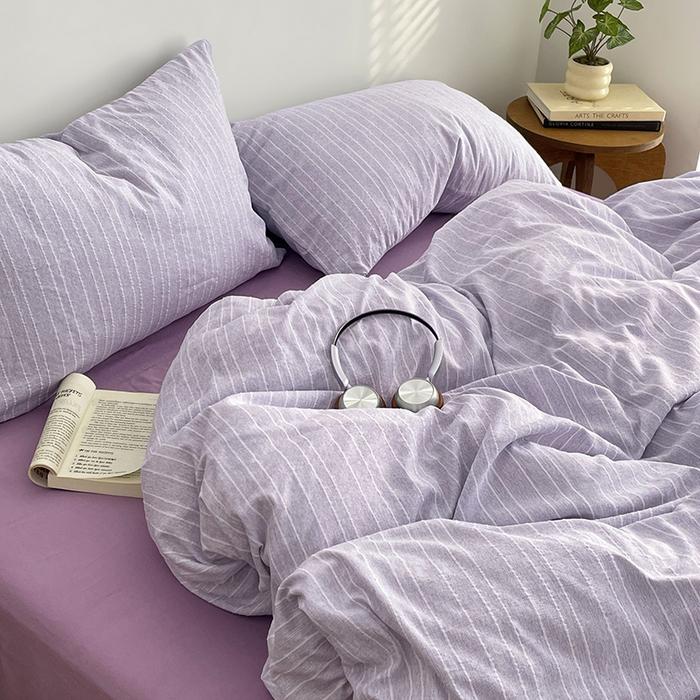 91家纺网 家纺一手货源 找家纺 优承佳生活馆 2026新款高克重无印风阳离子提花工艺三件套四件套单被套系列 （提供买家秀） 阳离子-香芋紫