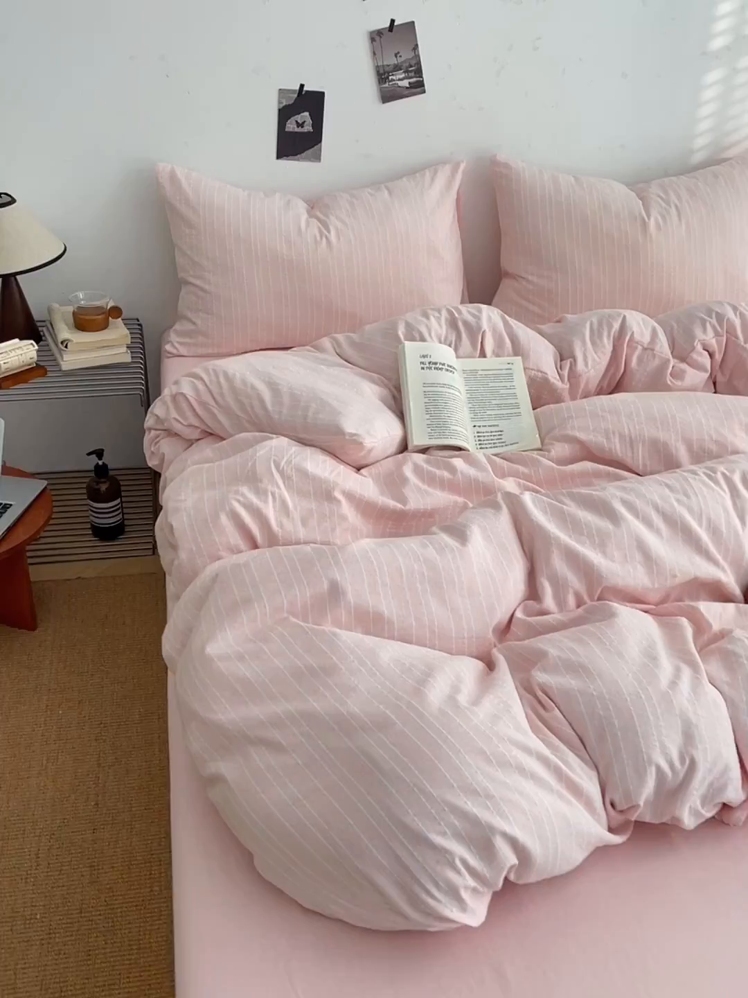 91家纺网 家纺一手货源 找家纺 优承佳生活馆 2026新款高克重无印风阳离子提花工艺三件套四件套单被套系列 （提供买家秀） 阳离子-樱花粉