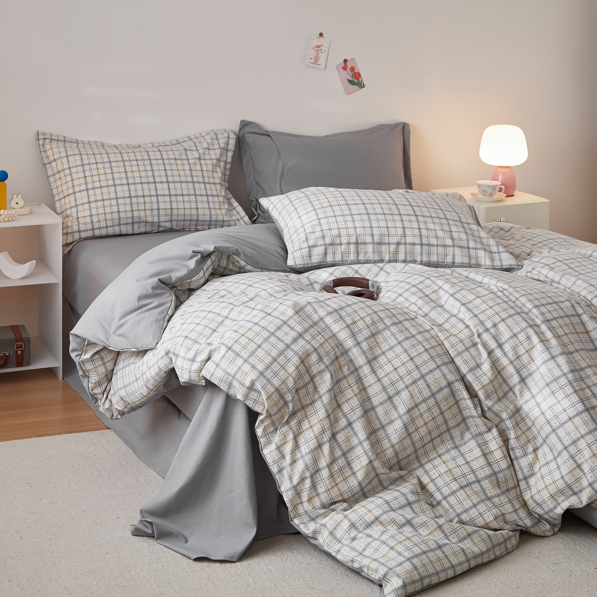 91家纺网 家纺一手货源 找家纺 梦纤绒 2026新款香云锦仿棉高克重四件套 布拉格灰