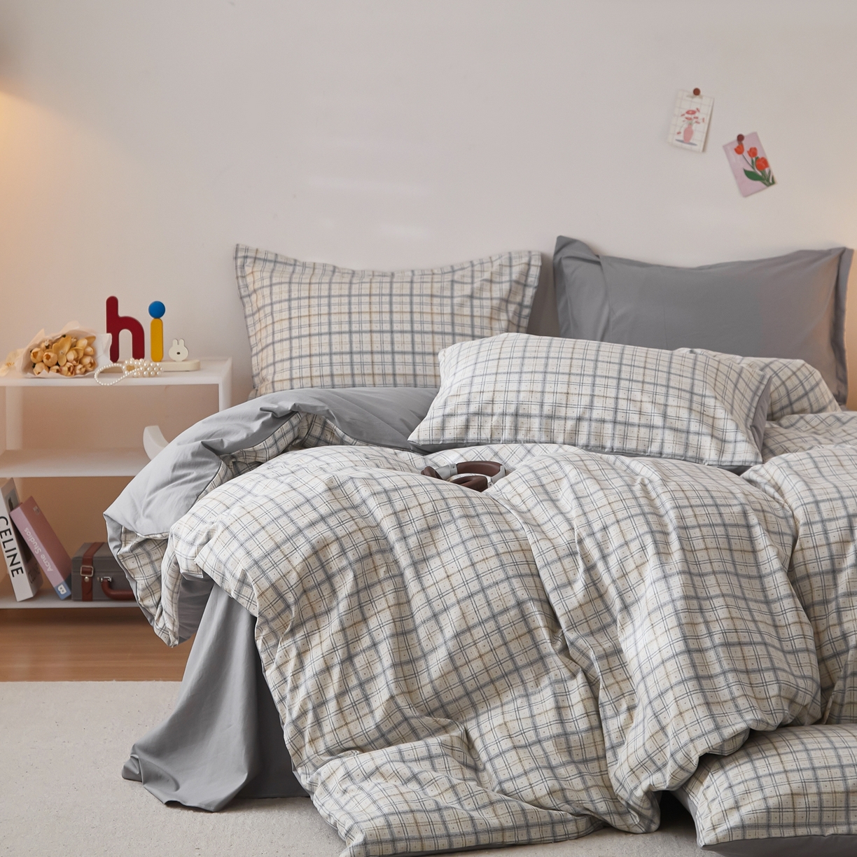 91家纺网 家纺一手货源 找家纺 梦纤绒 2026新款香云锦仿棉高克重四件套 布拉格灰