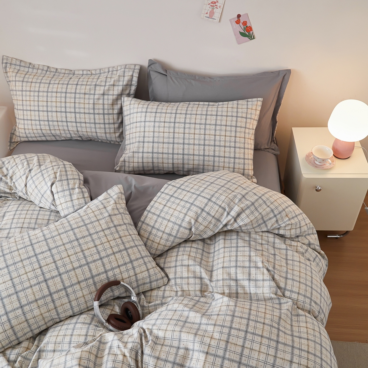 91家纺网 家纺一手货源 找家纺 梦纤绒 2026新款香云锦仿棉高克重四件套 布拉格灰