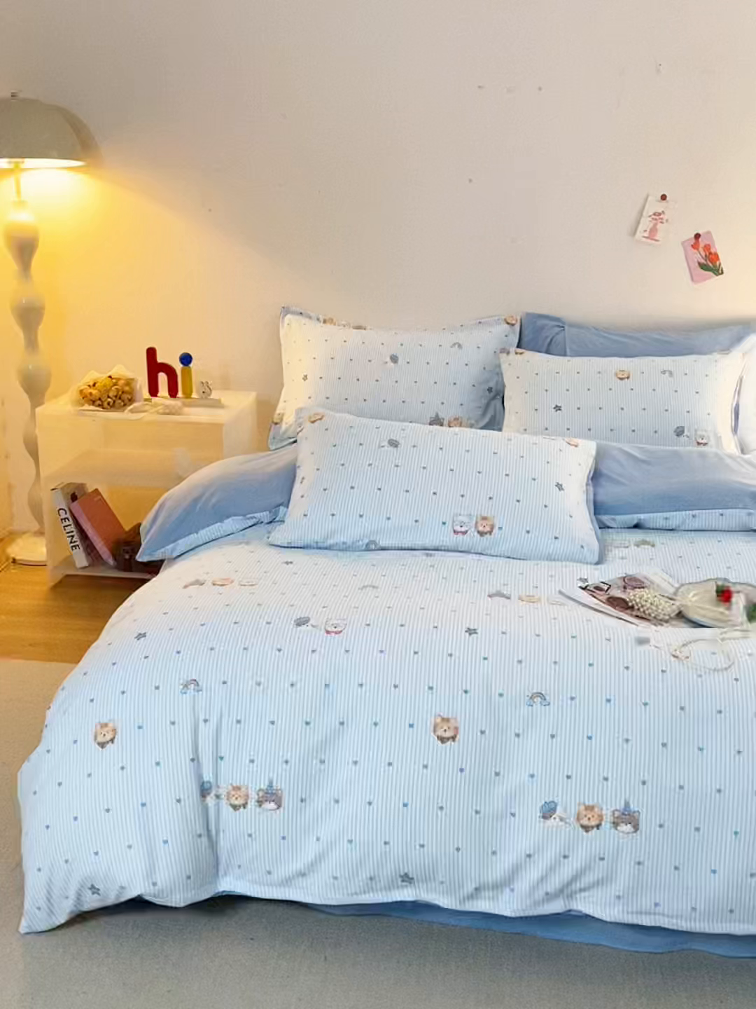 91家纺网 家纺一手货源 找家纺 梦纤绒 2026新款香云锦仿棉高克重四件套 可爱多多猫