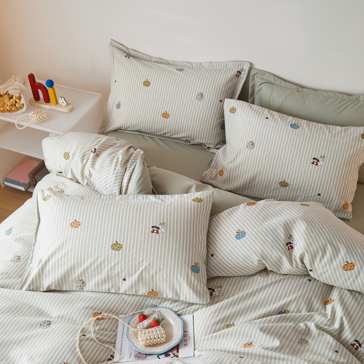 91家纺网 家纺一手货源 找家纺 梦纤绒 2026新款香云锦仿棉高克重四件套 南瓜派