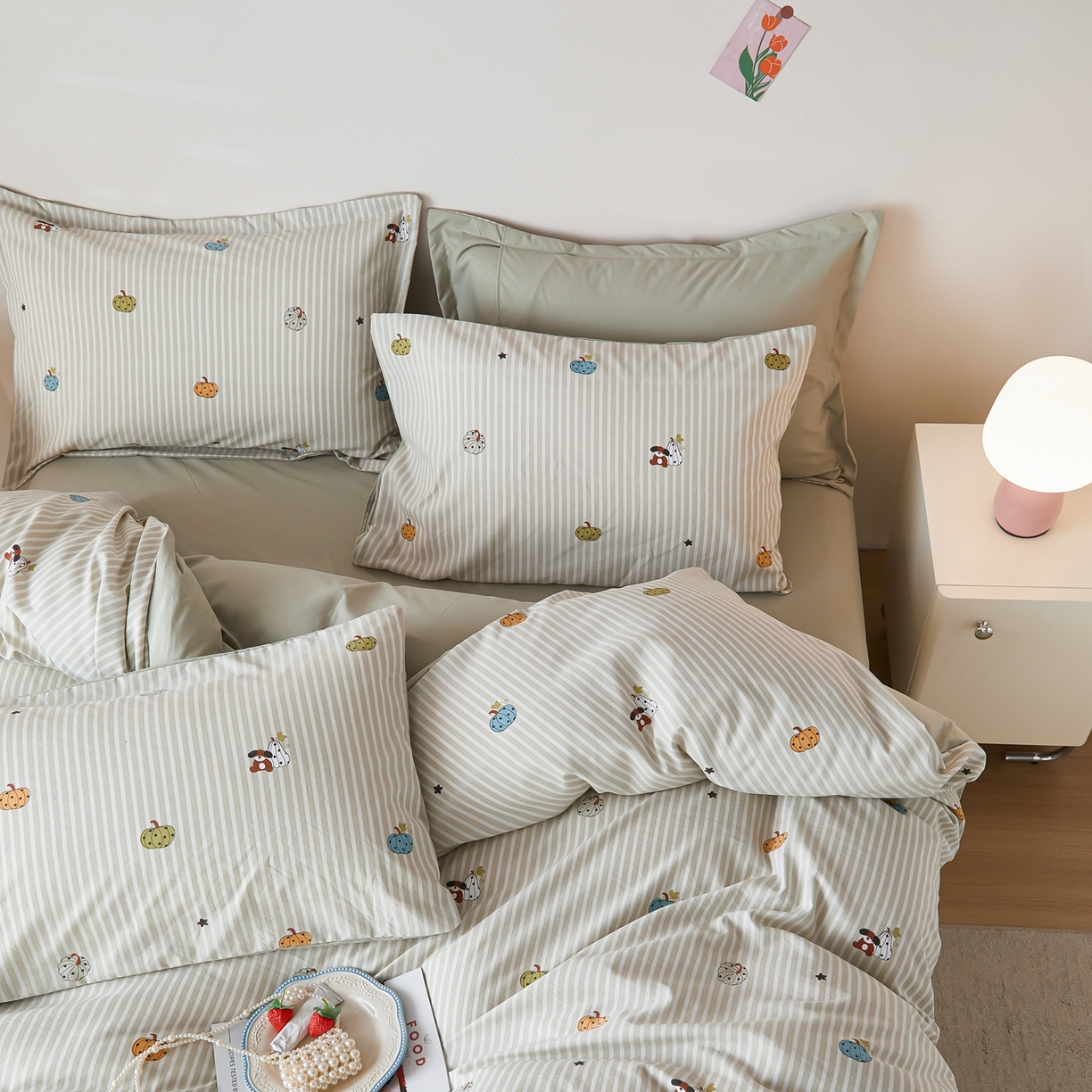 91家纺网 家纺一手货源 找家纺 梦纤绒 2026新款香云锦仿棉高克重四件套 南瓜派