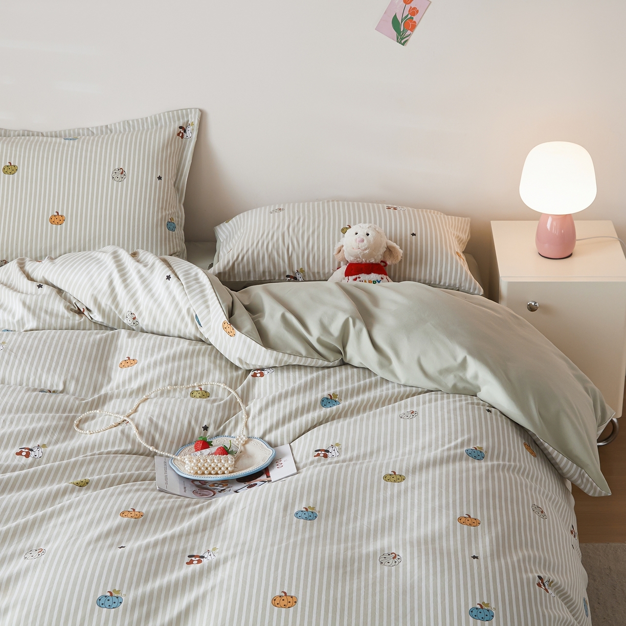 91家纺网 家纺一手货源 找家纺 梦纤绒 2026新款香云锦仿棉高克重四件套 南瓜派