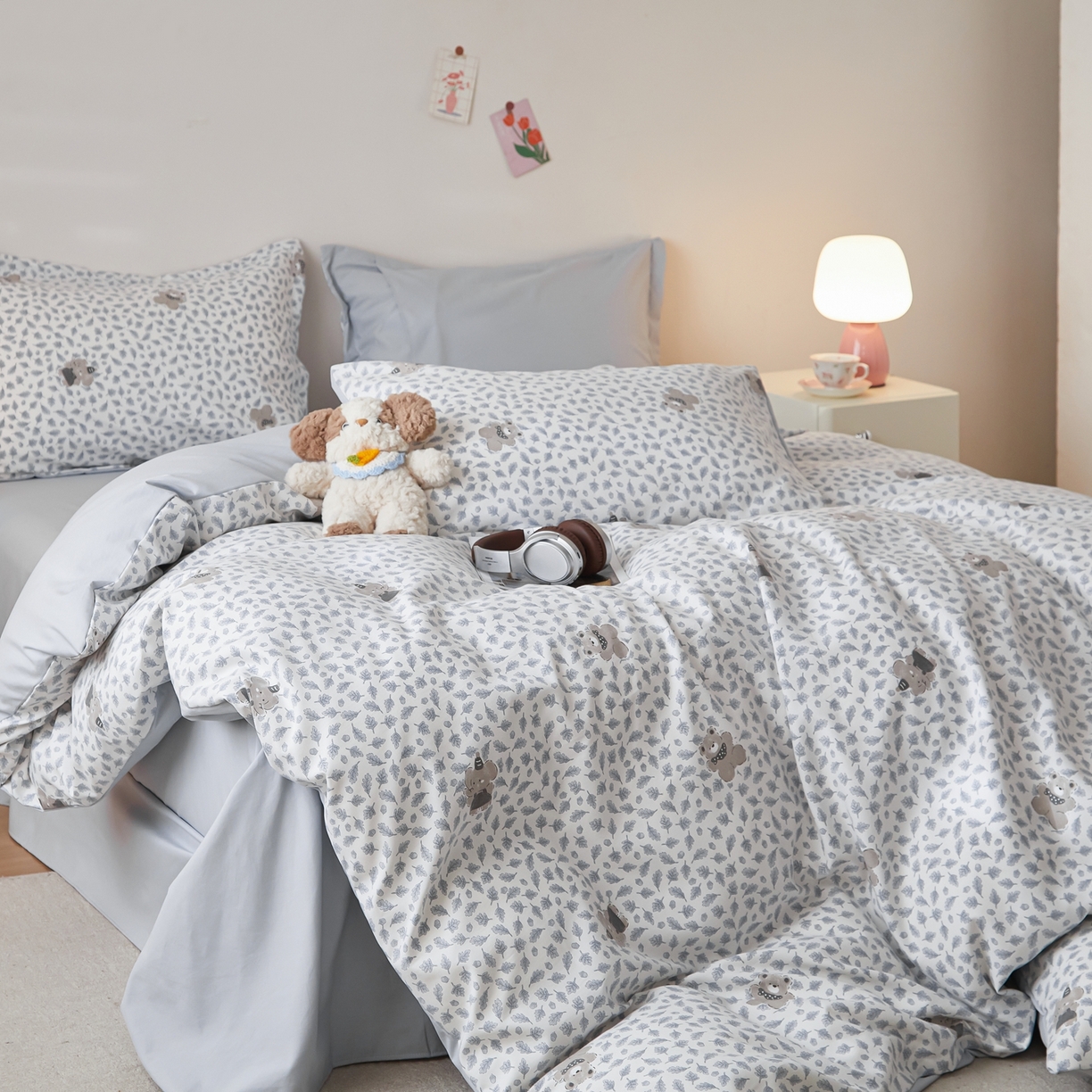 91家纺网 家纺一手货源 找家纺 梦纤绒 2026新款香云锦仿棉高克重四件套 树叶萌象