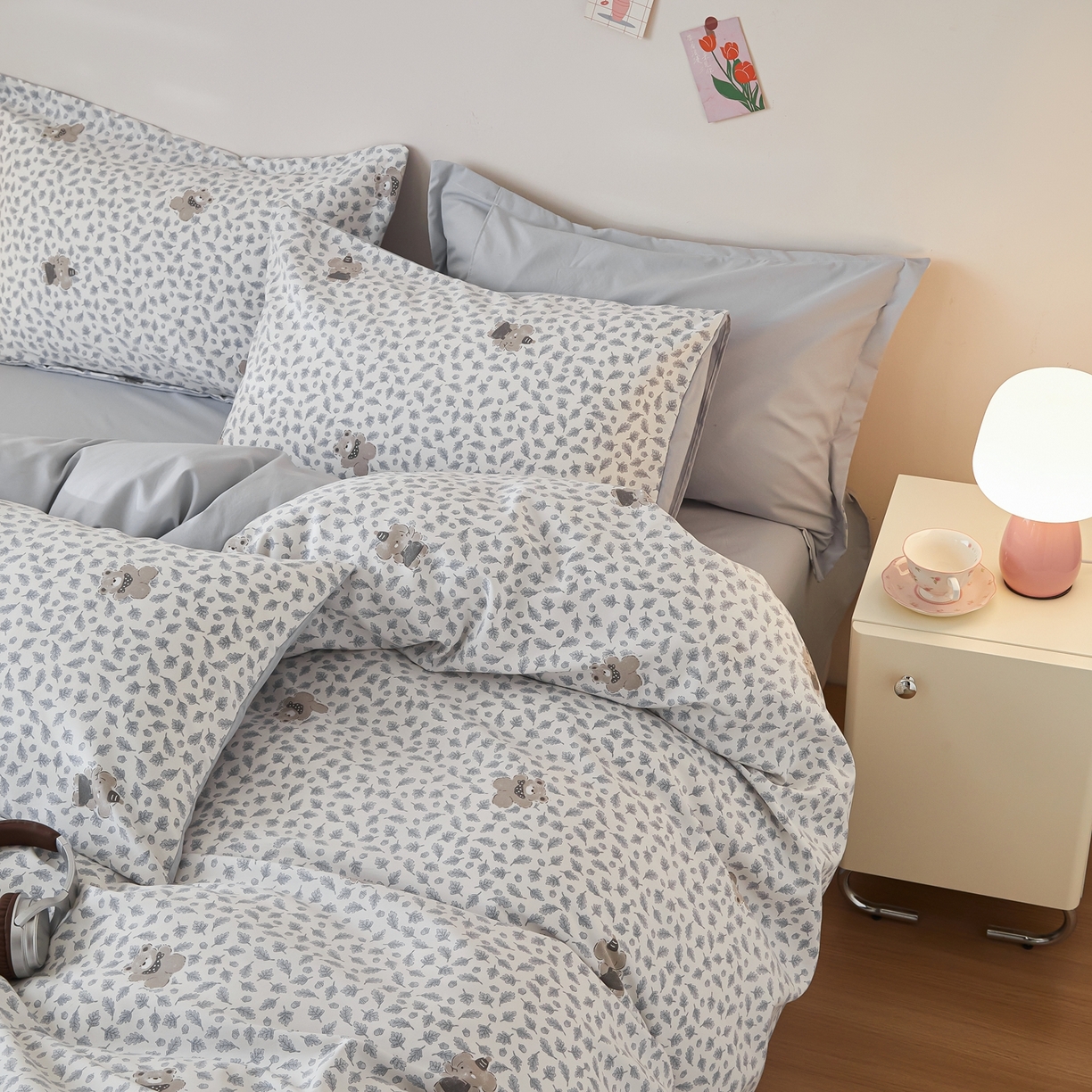 91家纺网 家纺一手货源 找家纺 梦纤绒 2026新款香云锦仿棉高克重四件套 树叶萌象