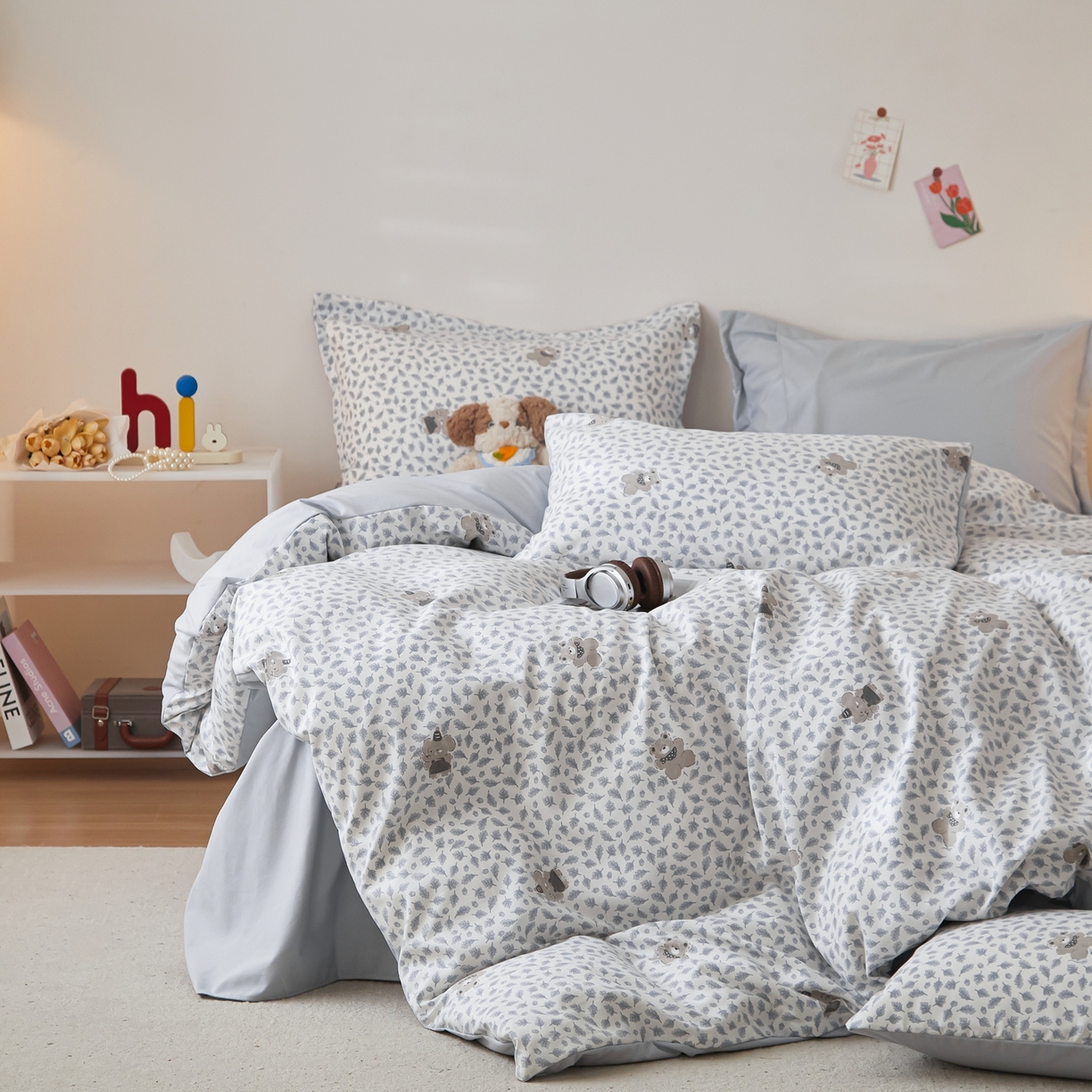 91家纺网 家纺一手货源 找家纺 梦纤绒 2026新款香云锦仿棉高克重四件套 树叶萌象