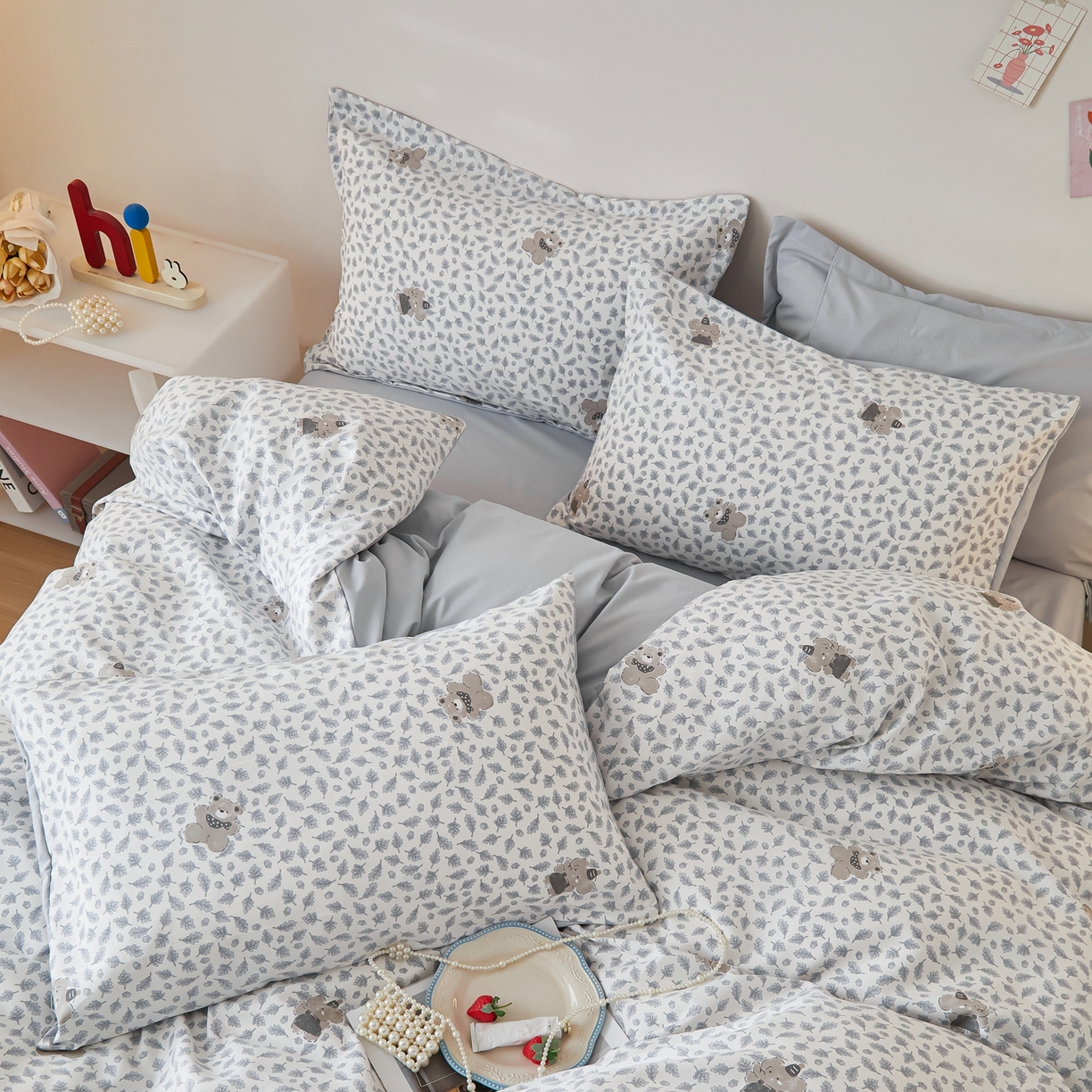 91家纺网 家纺一手货源 找家纺 梦纤绒 2026新款香云锦仿棉高克重四件套 树叶萌象