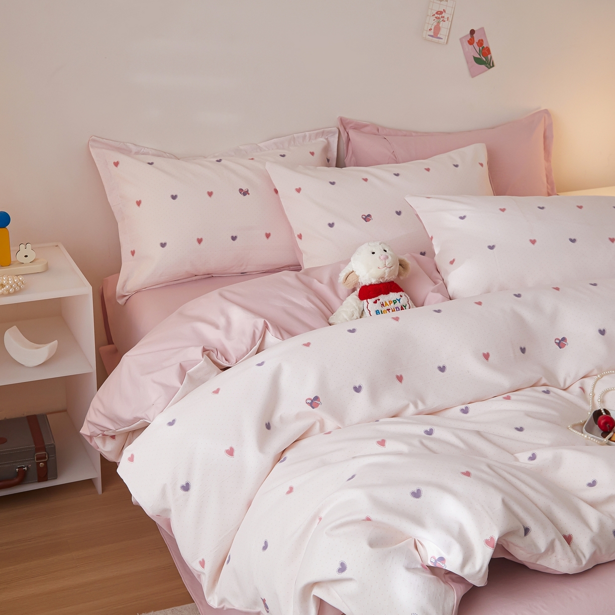 91家纺网 家纺一手货源 找家纺 梦纤绒 2026新款香云锦仿棉高克重四件套 甜梦撞色心