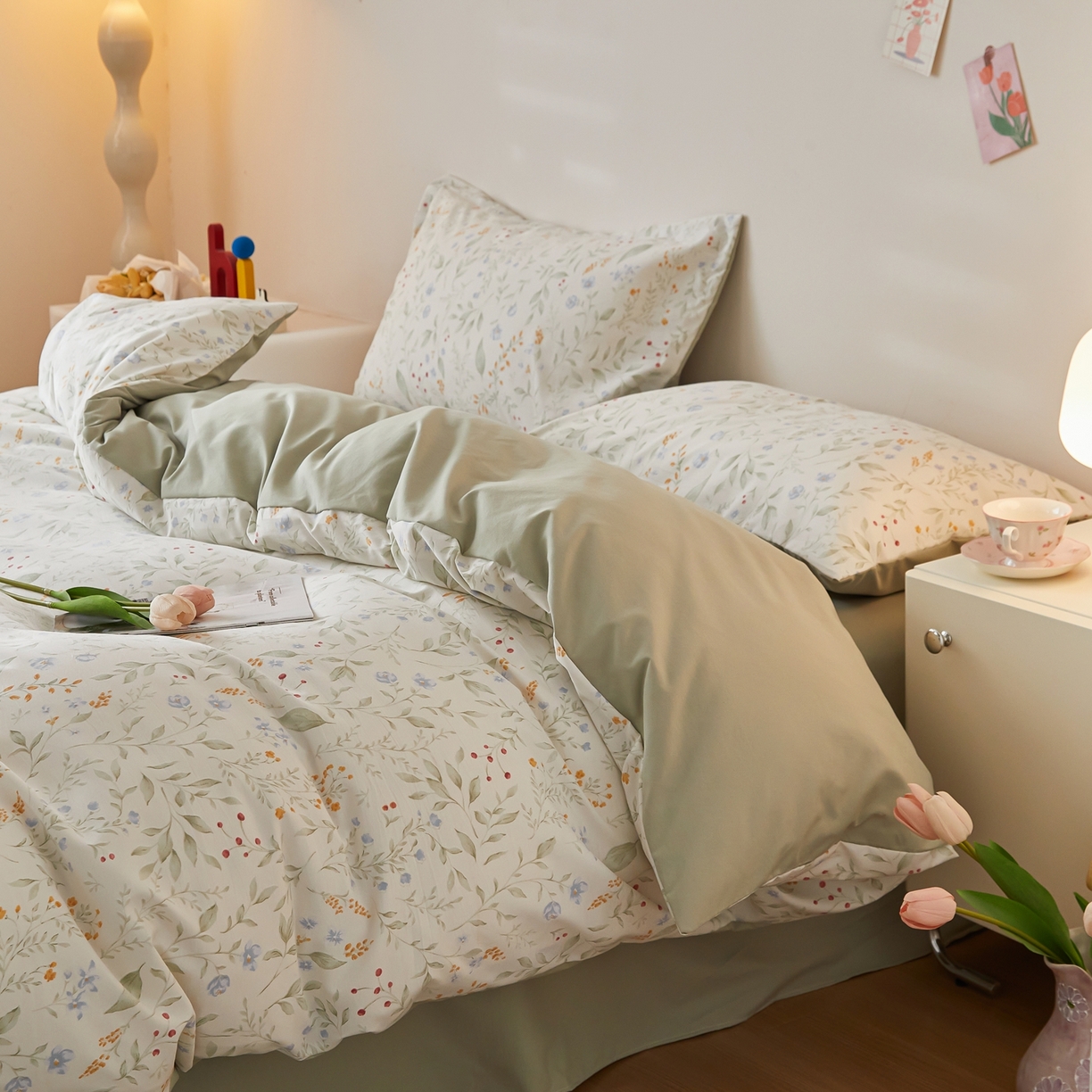 91家纺网 家纺一手货源 找家纺 梦纤绒 2026新款香云锦仿棉高克重四件套 竹影清风