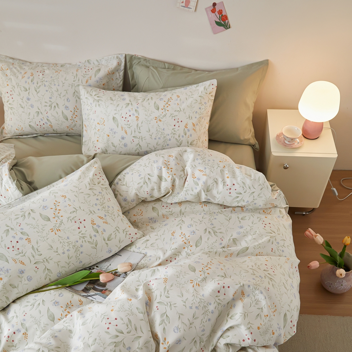 91家纺网 家纺一手货源 找家纺 梦纤绒 2026新款香云锦仿棉高克重四件套 竹影清风