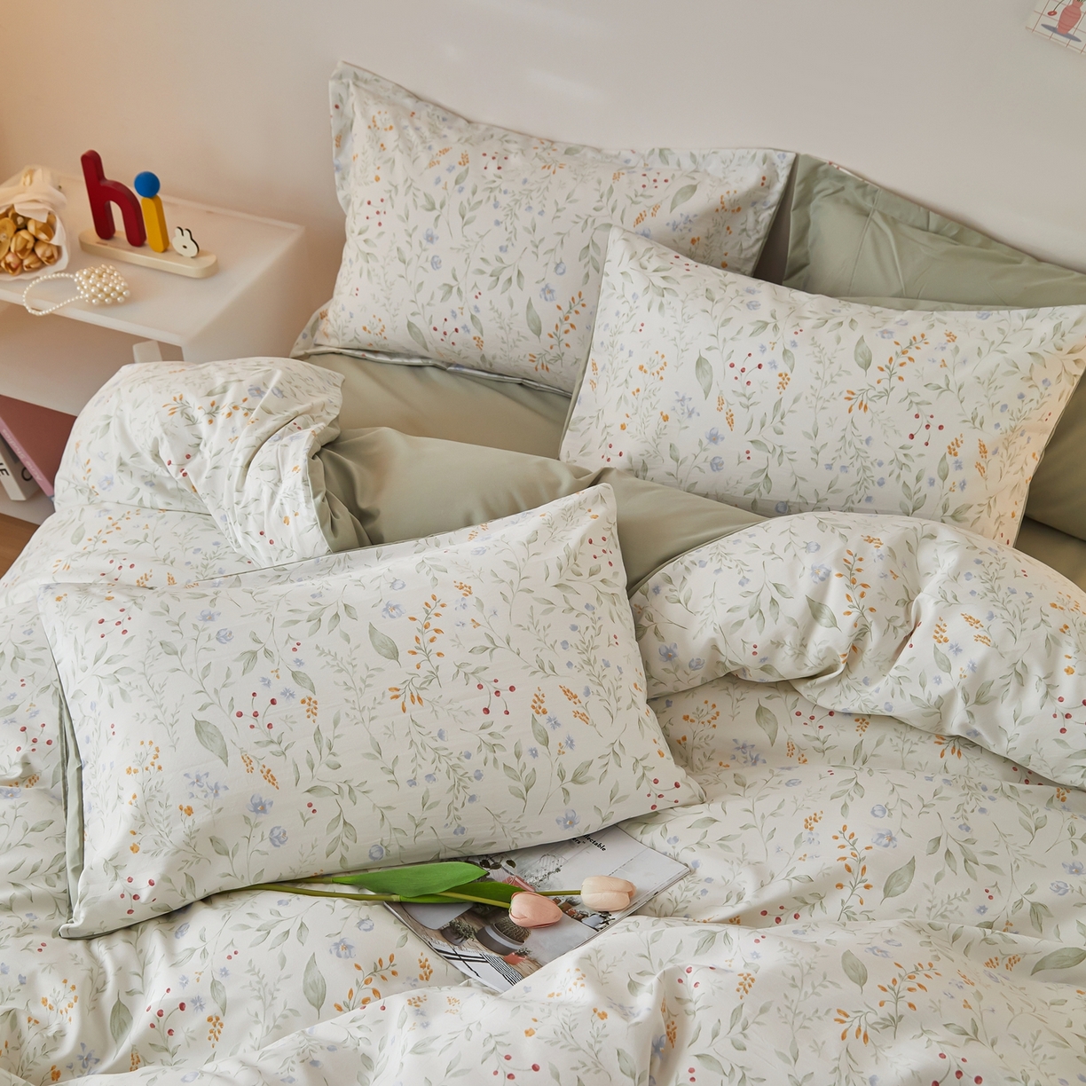 91家纺网 家纺一手货源 找家纺 梦纤绒 2026新款香云锦仿棉高克重四件套 竹影清风