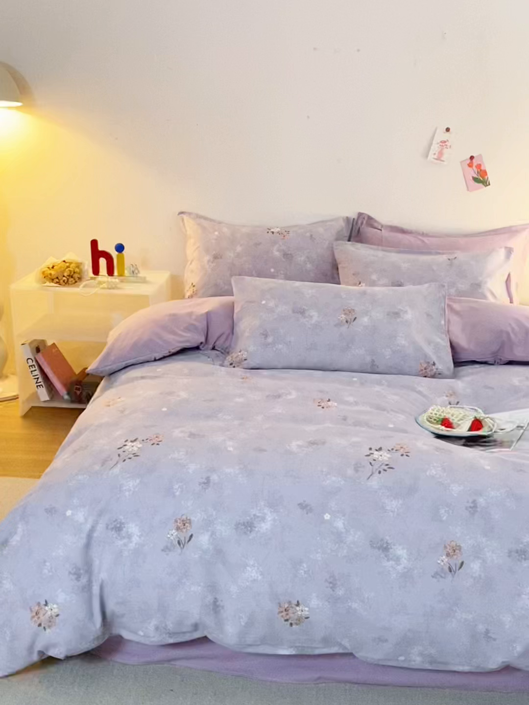 91家纺网 家纺一手货源 找家纺 梦纤绒 2026新款香云锦仿棉高克重四件套 紫韵花