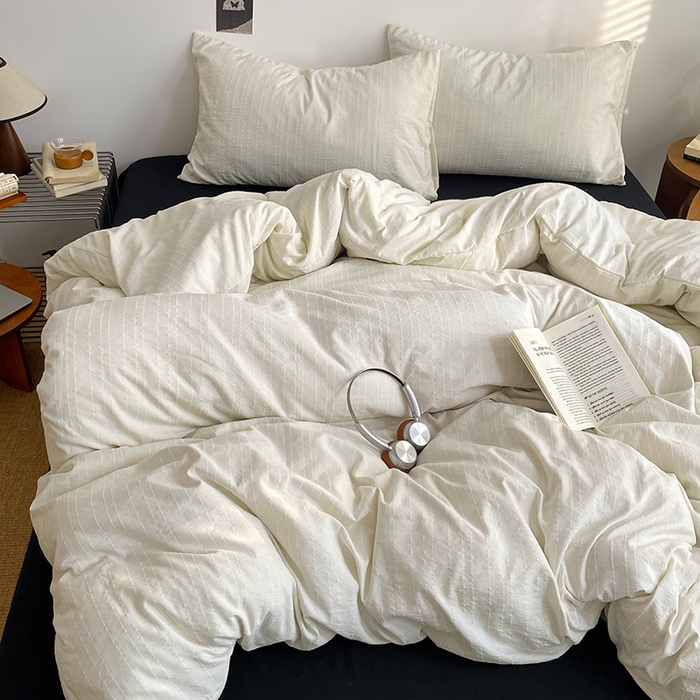 91家纺网 家纺一手货源 找家纺 （总）优承佳生活馆 2026新款高克重无印风阳离子提花工艺三件套四件套单被套系列 （提供买家秀）