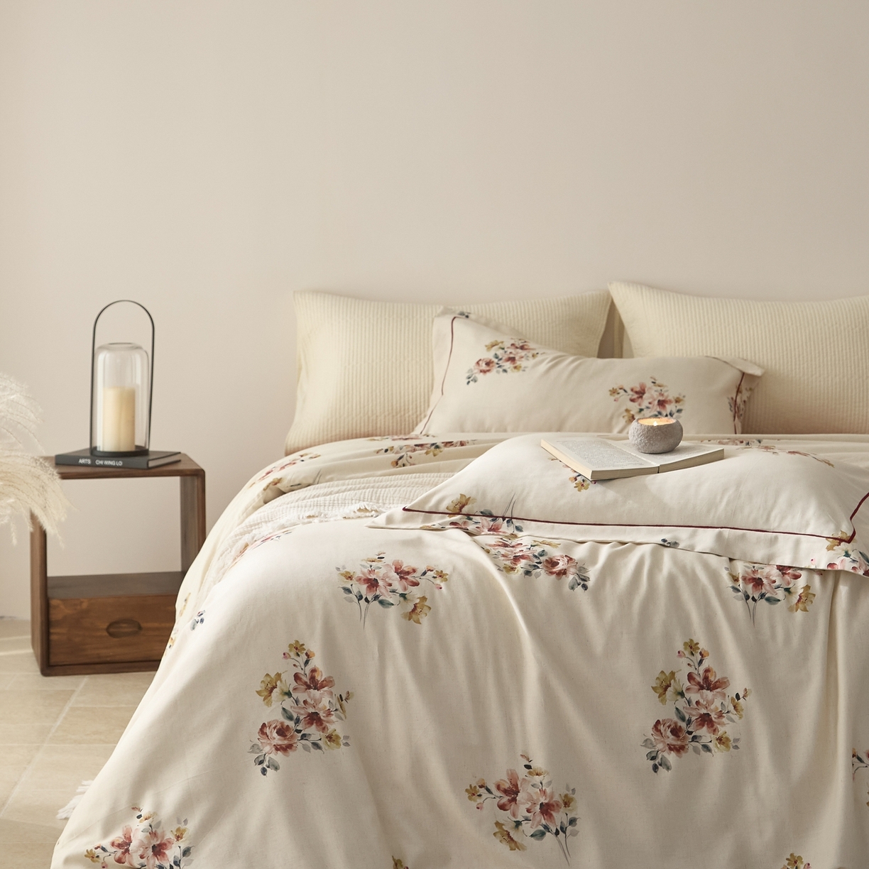 91家纺网 家纺一手货源 找家纺 莱豫家纺 2026新款亚麻棉四件套 素锦