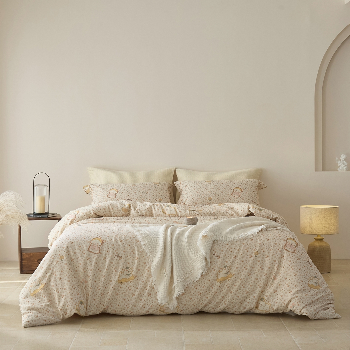 91家纺网 家纺一手货源 找家纺 莱豫家纺 2026新款亚麻棉四件套 绮梦