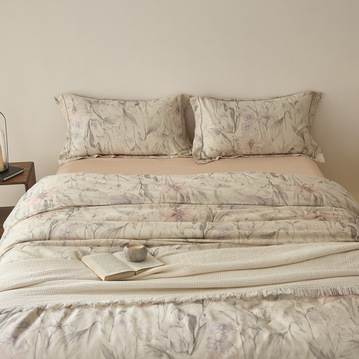 91家纺网 家纺一手货源 找家纺 莱豫家纺 2026新款亚麻棉四件套 花前月下