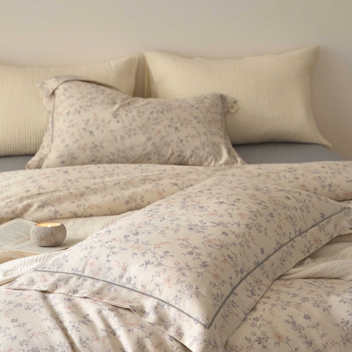 91家纺网 家纺一手货源 找家纺 莱豫家纺 2026新款亚麻棉四件套 花房