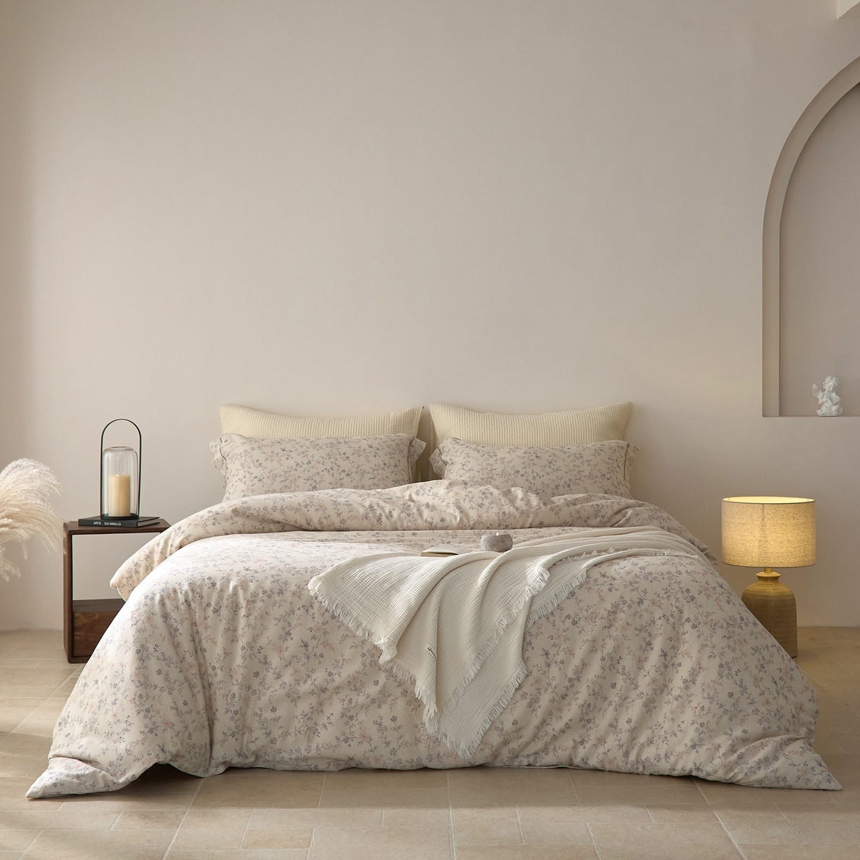 91家纺网 家纺一手货源 找家纺 莱豫家纺 2026新款亚麻棉四件套 花房