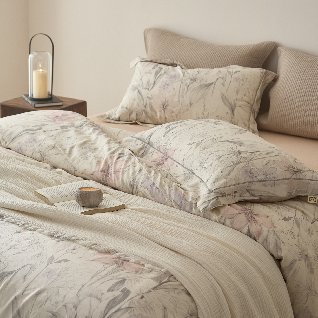 91家纺网 家纺一手货源 找家纺 莱豫家纺 2026新款亚麻棉四件套 花前月下