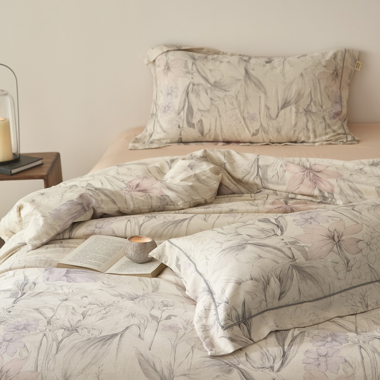 91家纺网 家纺一手货源 找家纺 莱豫家纺 2026新款亚麻棉四件套 花前月下