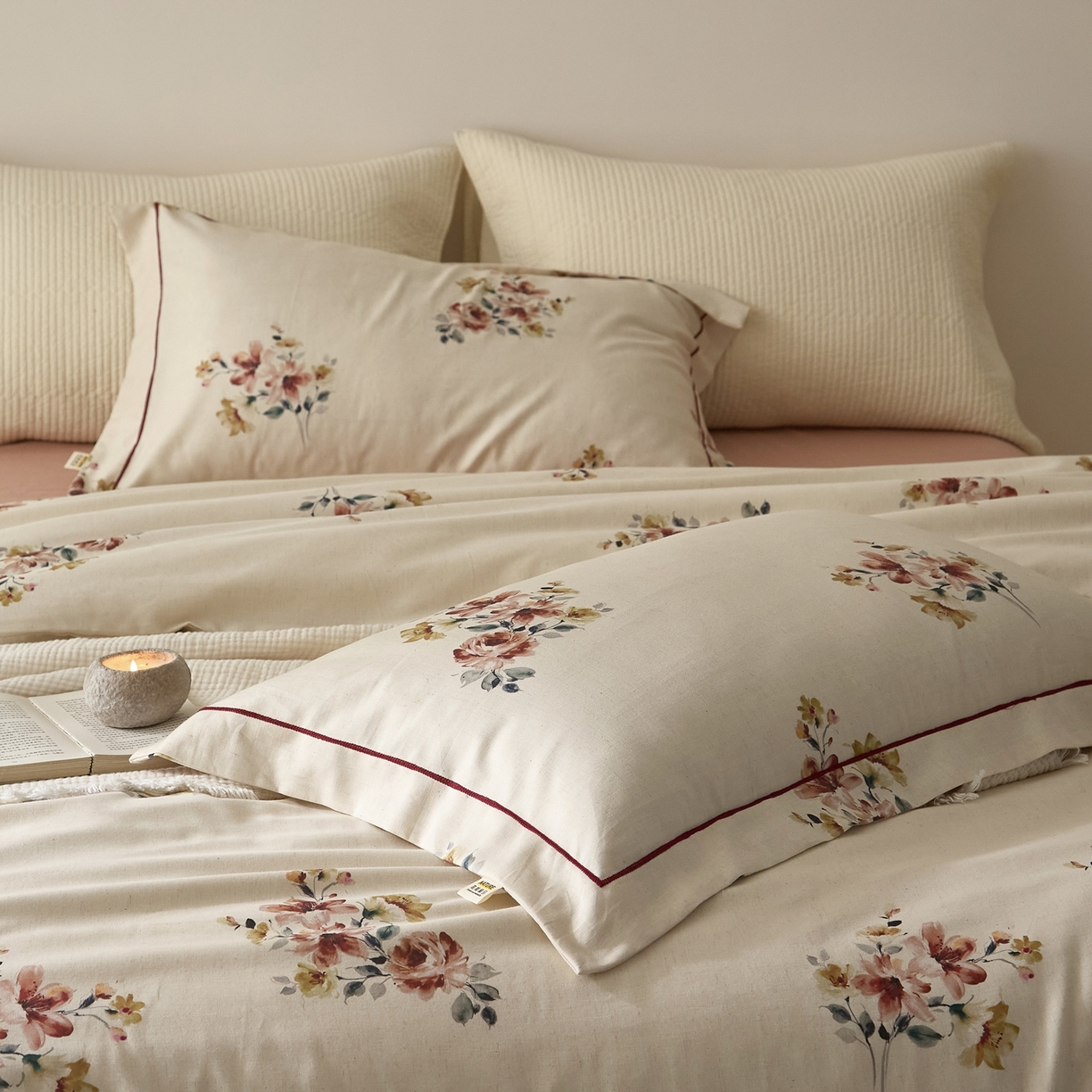 91家纺网 家纺一手货源 找家纺 莱豫家纺 2026新款亚麻棉四件套 素锦