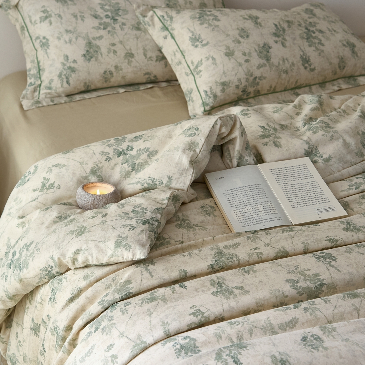 91家纺网 家纺一手货源 找家纺 莱豫家纺 2026新款亚麻棉四件套 花田醉