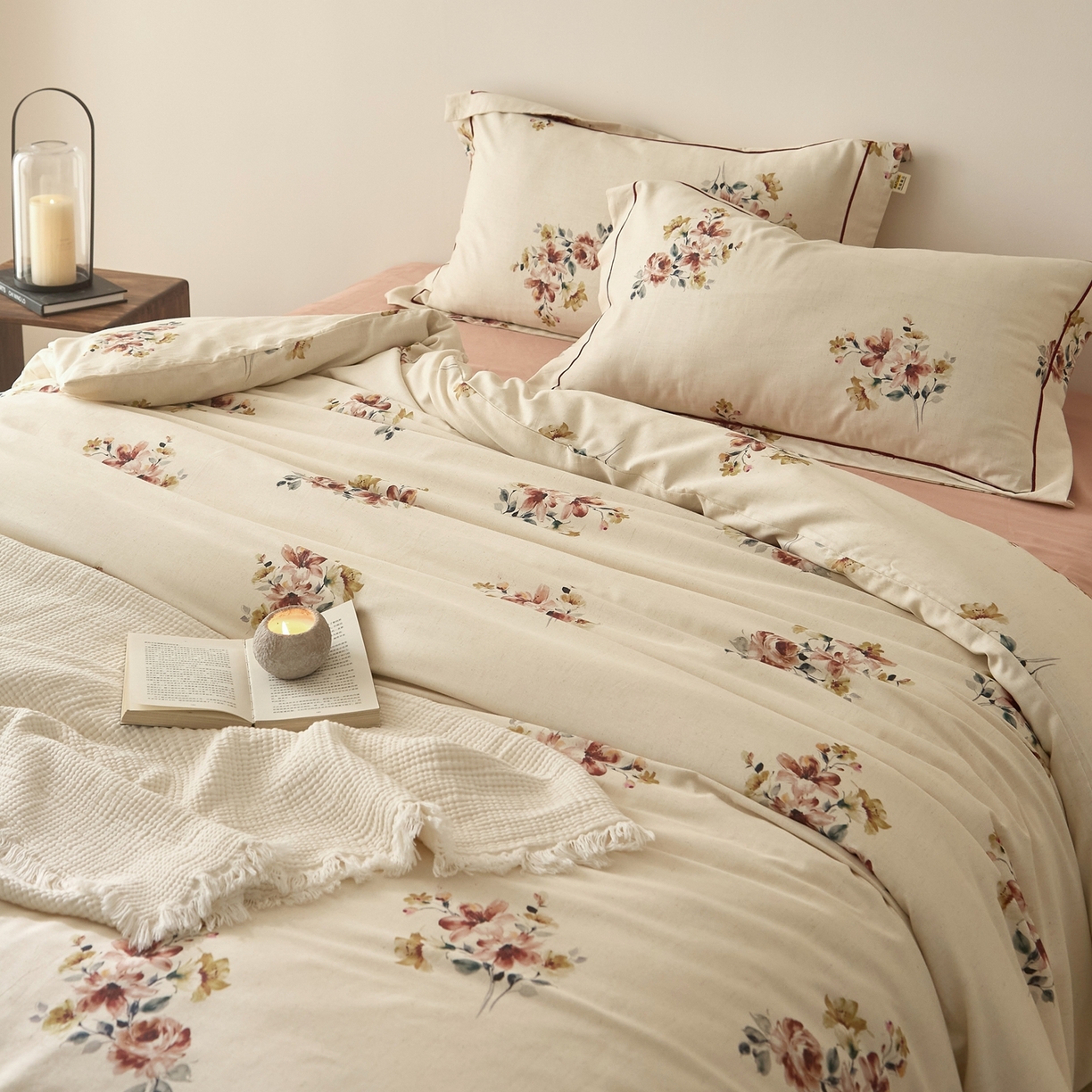 91家纺网 家纺一手货源 找家纺 莱豫家纺 2026新款亚麻棉四件套 素锦