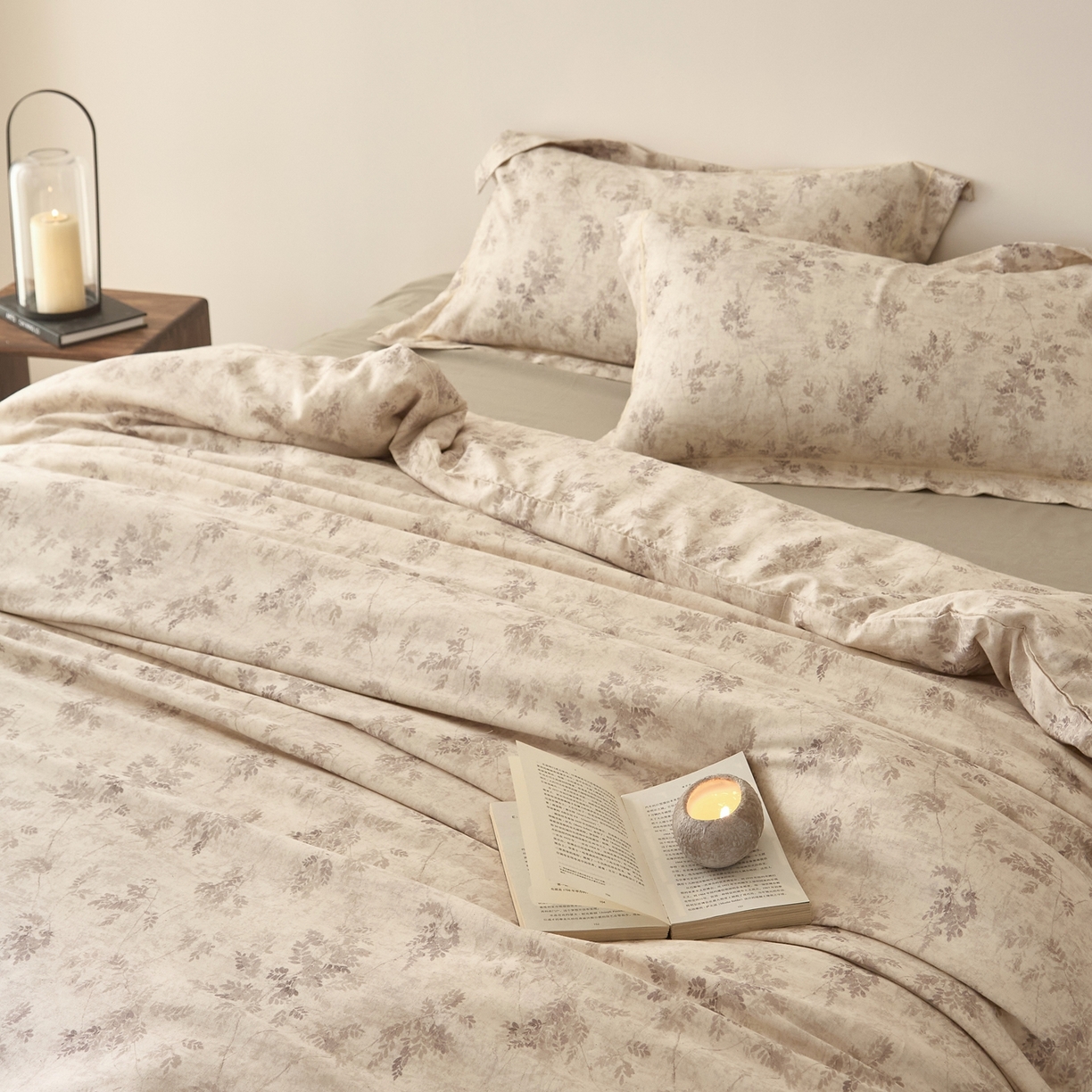 91家纺网 家纺一手货源 找家纺 莱豫家纺 2026新款亚麻棉四件套 松月