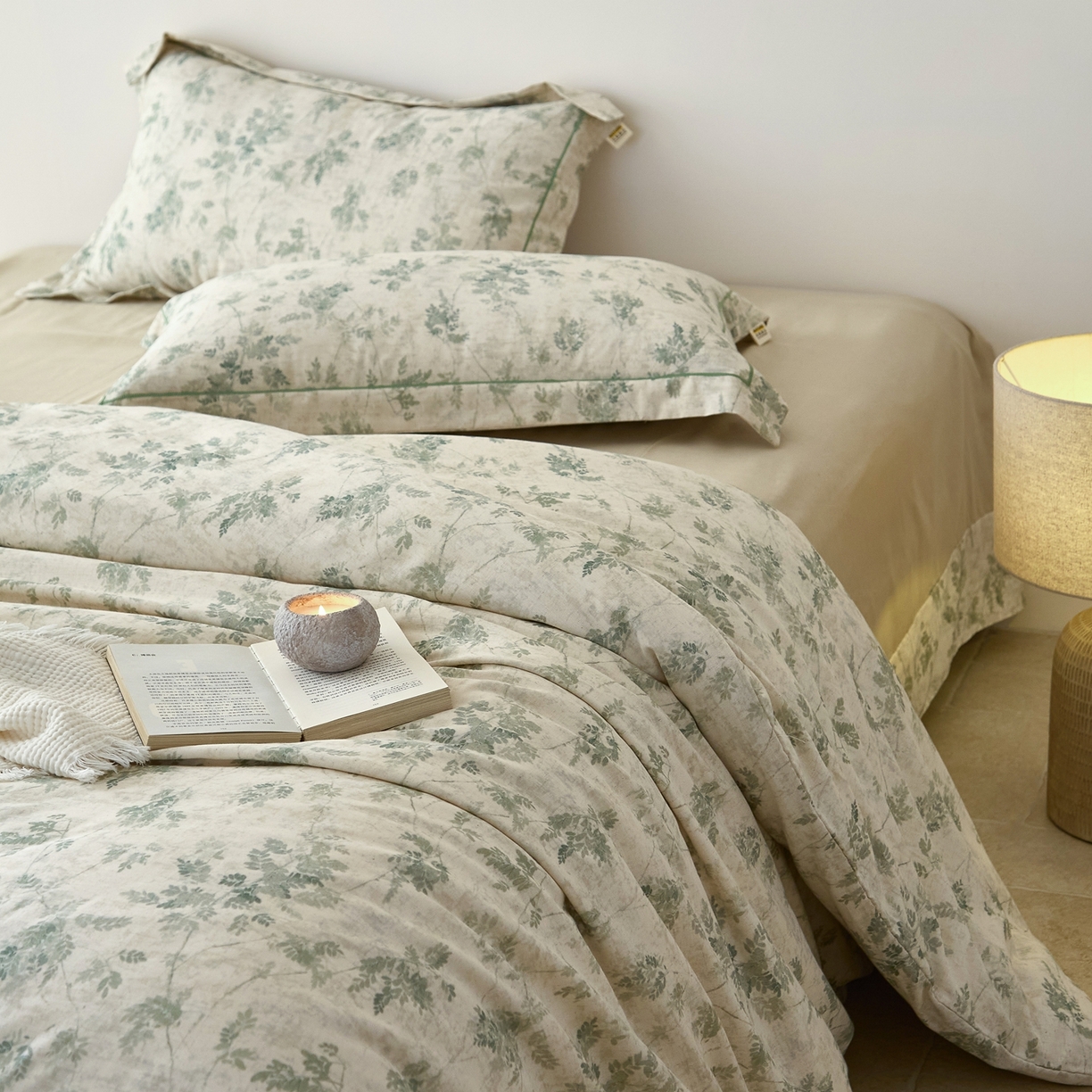 91家纺网 家纺一手货源 找家纺 莱豫家纺 2026新款亚麻棉四件套 花田醉