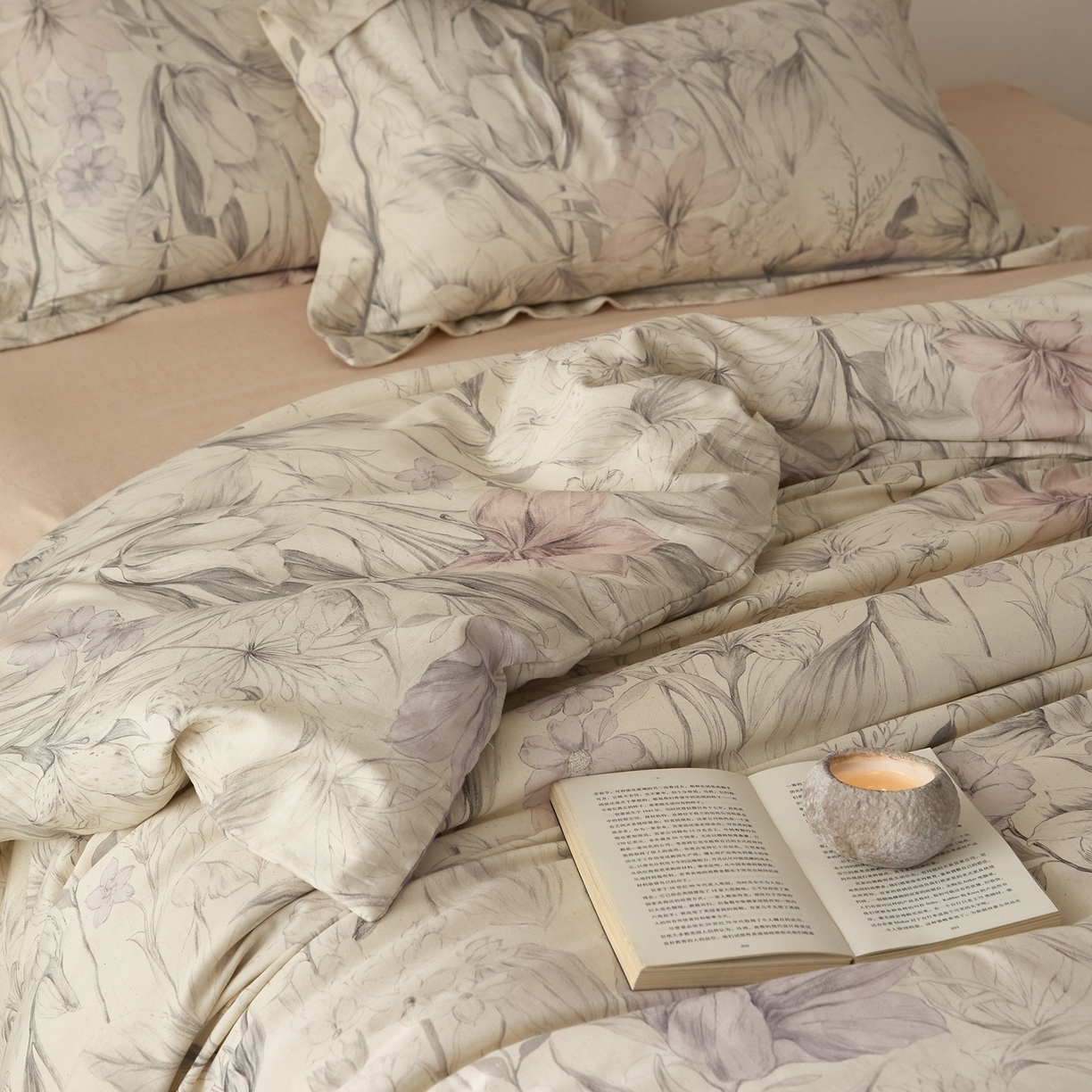 91家纺网 家纺一手货源 找家纺 莱豫家纺 2026新款亚麻棉四件套 花前月下