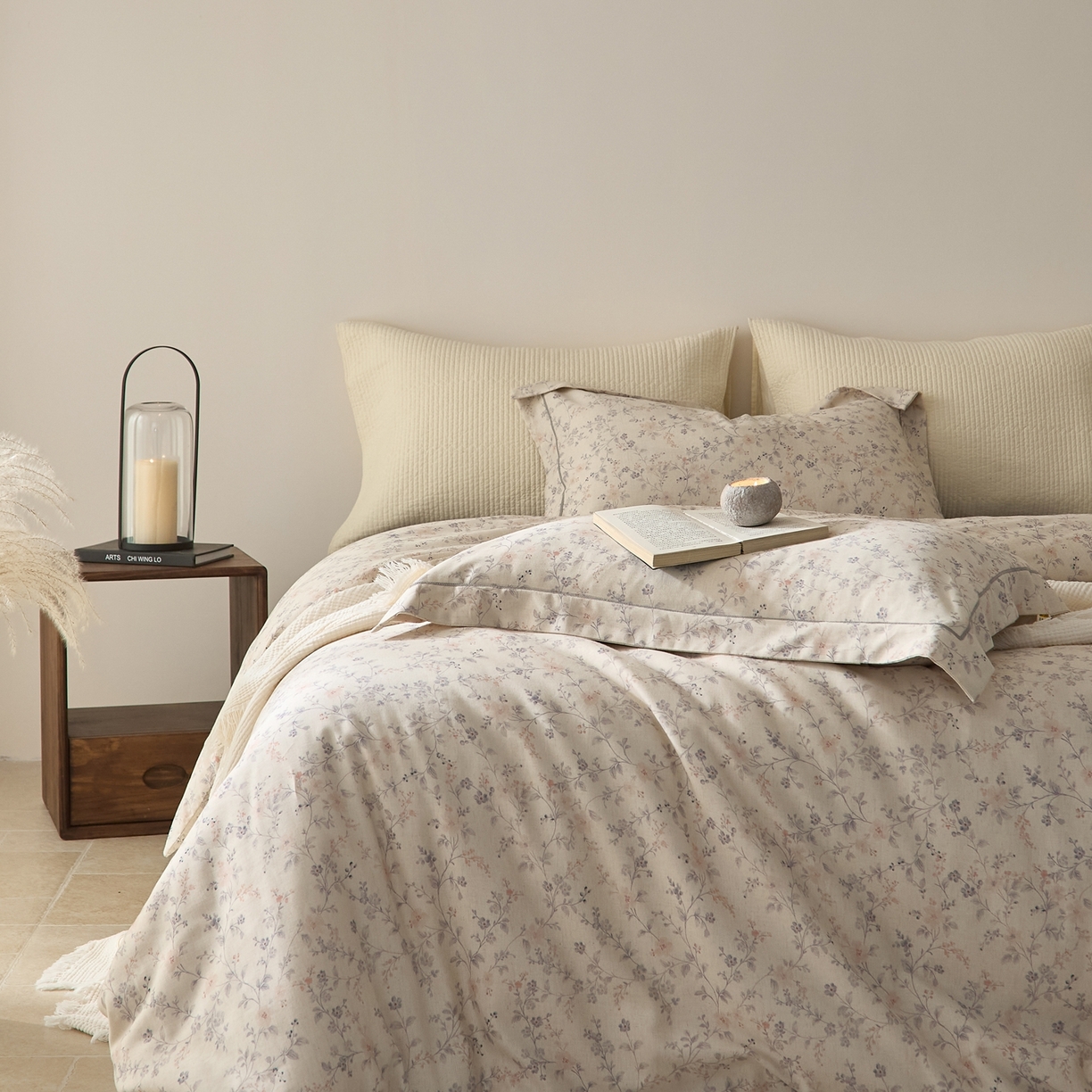 91家纺网 家纺一手货源 找家纺 莱豫家纺 2026新款亚麻棉四件套 花房