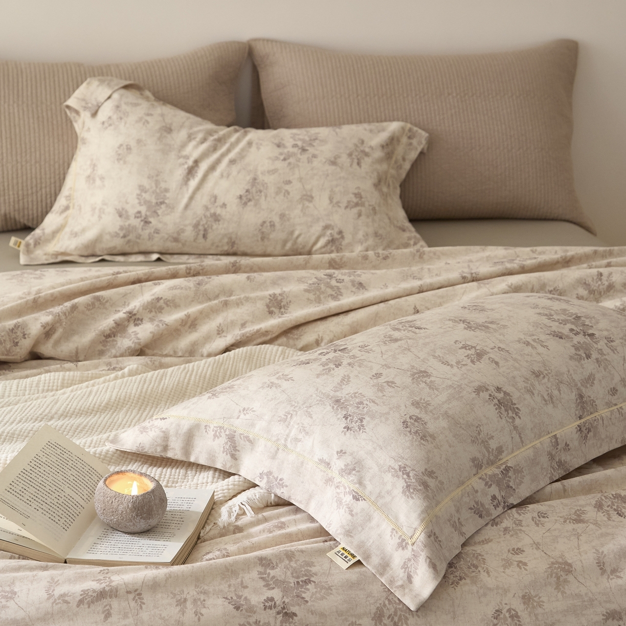 91家纺网 家纺一手货源 找家纺 莱豫家纺 2026新款亚麻棉四件套 松月