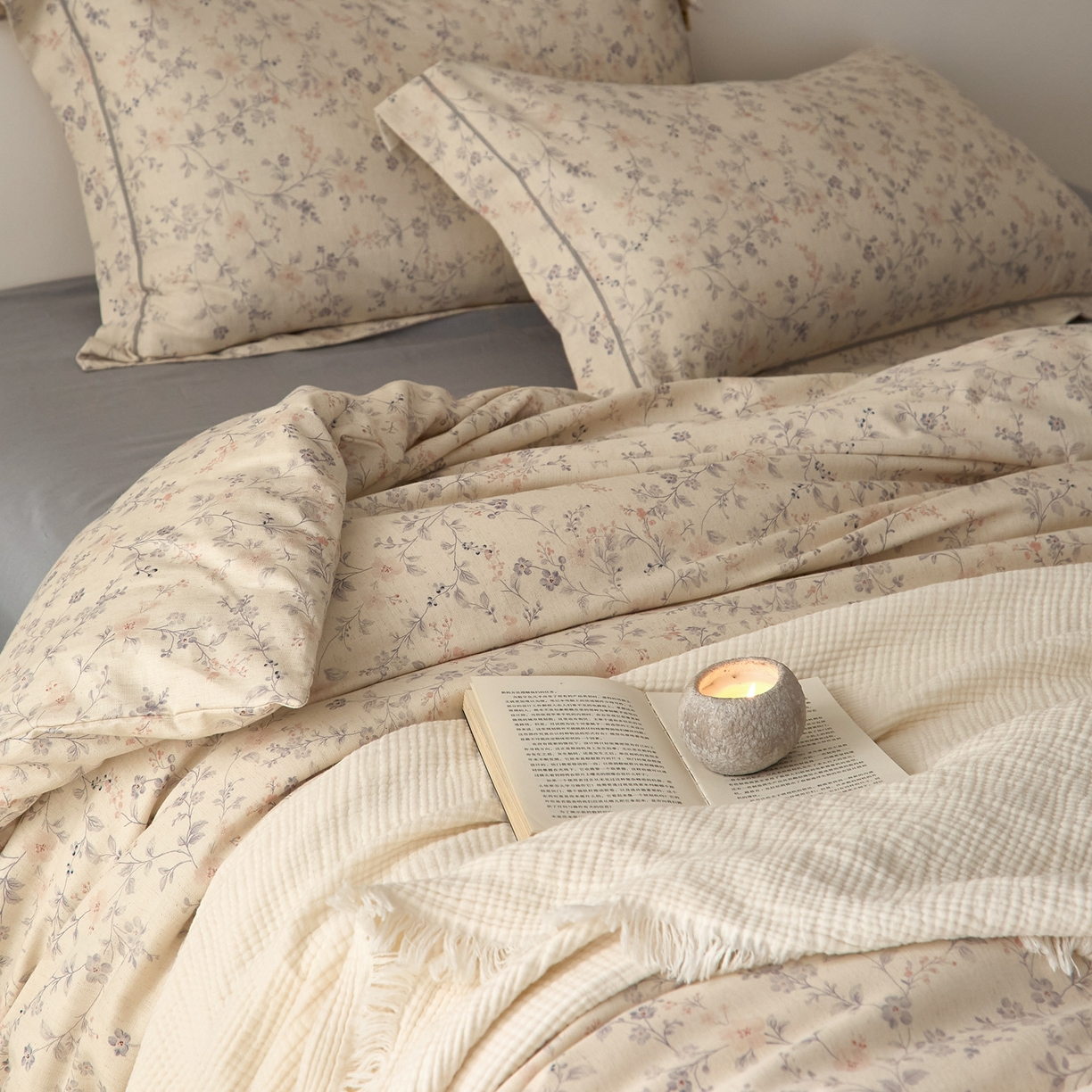 91家纺网 家纺一手货源 找家纺 莱豫家纺 2026新款亚麻棉四件套 花房