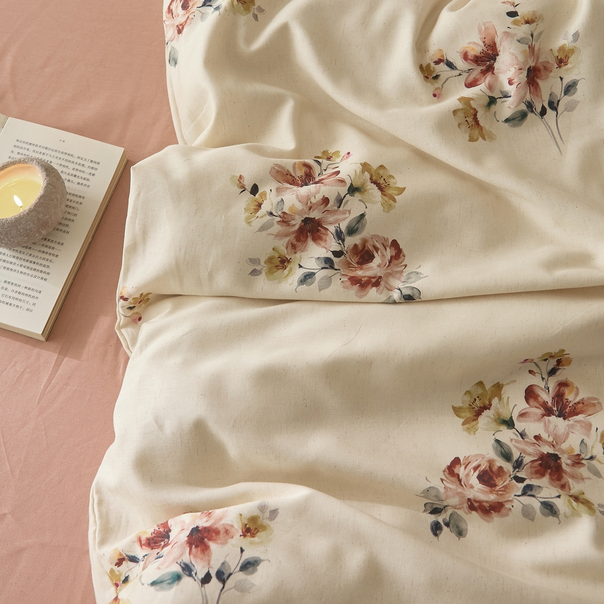 91家纺网 家纺一手货源 找家纺 莱豫家纺 2026新款亚麻棉四件套 素锦