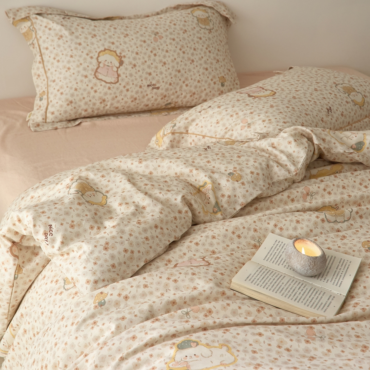 91家纺网 家纺一手货源 找家纺 莱豫家纺 2026新款亚麻棉四件套 绮梦