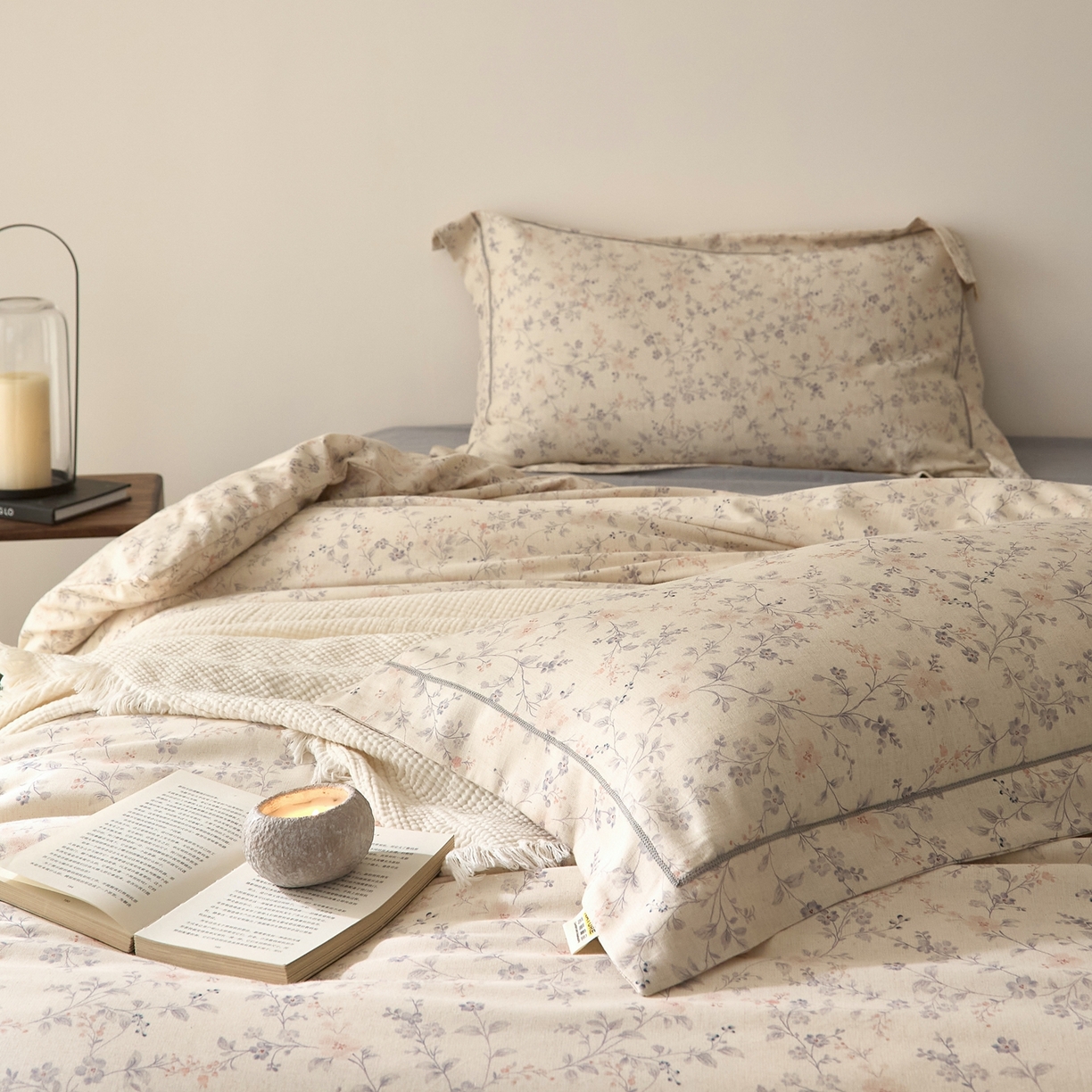 91家纺网 家纺一手货源 找家纺 莱豫家纺 2026新款亚麻棉四件套 花房