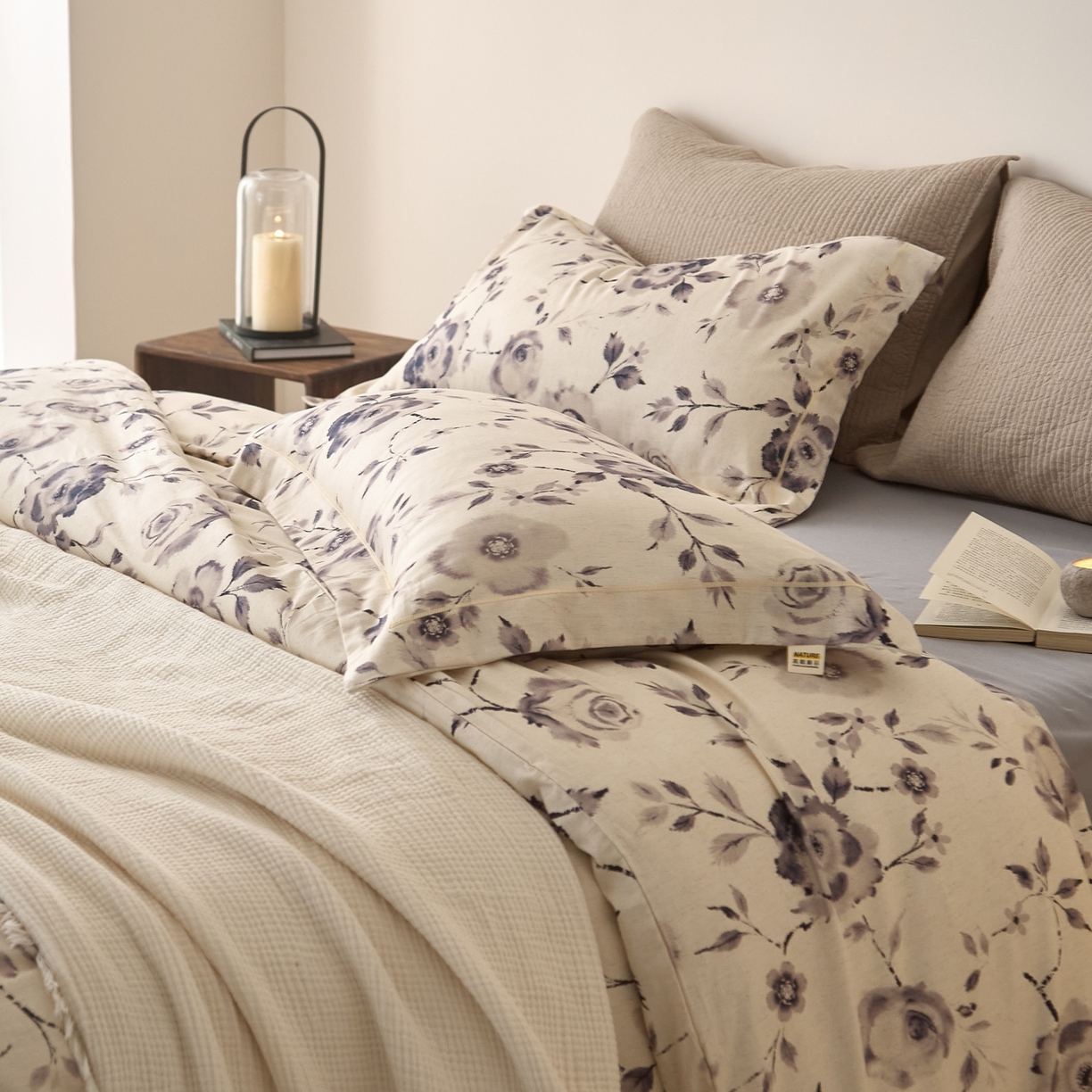 91家纺网 家纺一手货源 找家纺 莱豫家纺 2026新款亚麻棉四件套 七亩晴川