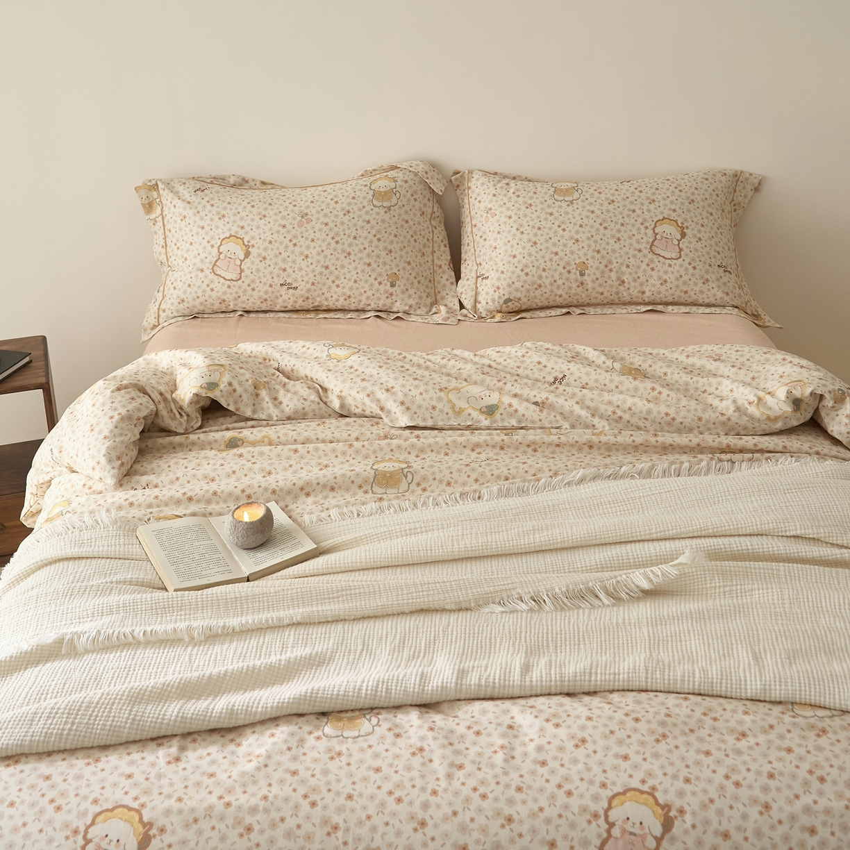 91家纺网 家纺一手货源 找家纺 莱豫家纺 2026新款亚麻棉四件套 绮梦