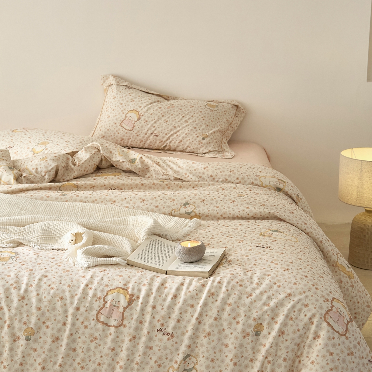 91家纺网 家纺一手货源 找家纺 莱豫家纺 2026新款亚麻棉四件套 绮梦