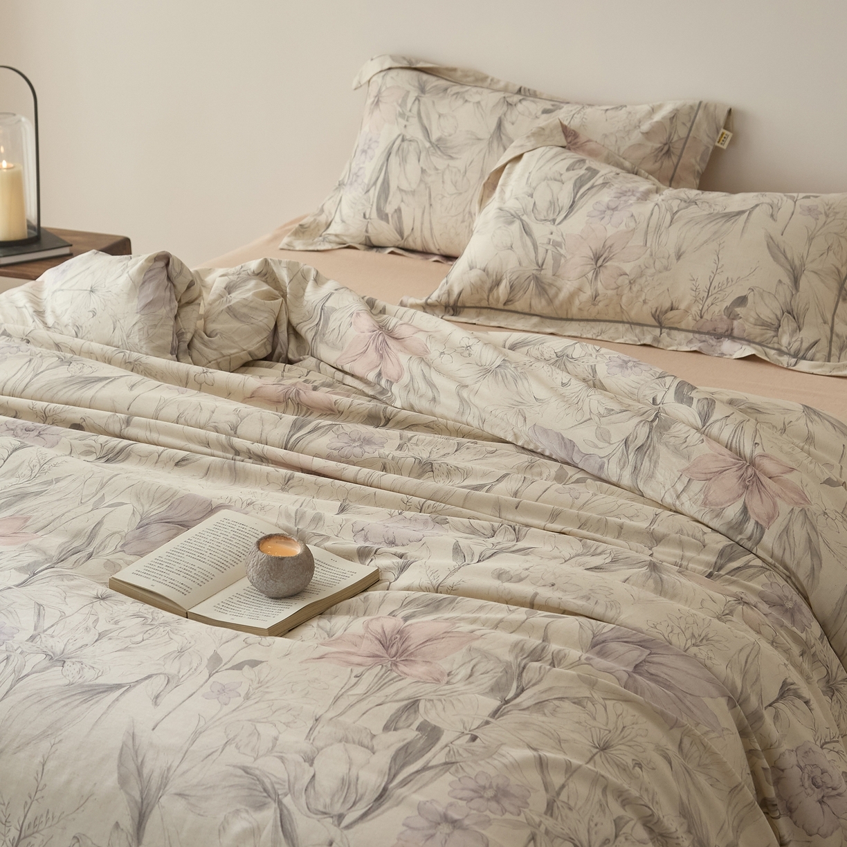 91家纺网 家纺一手货源 找家纺 莱豫家纺 2026新款亚麻棉四件套 花前月下